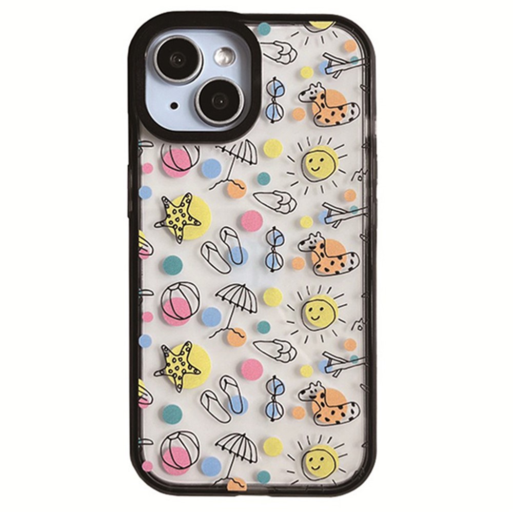 For iPhone 15 Plus Shockproof Acrylic Cover Cell Phone Case with Pattern Design - Swimming Pool