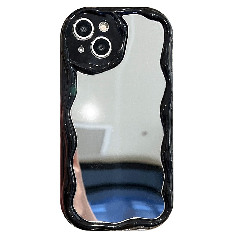 For iPhone 14 Plus Cases Mirror Design Wholesale Flexible TPU Mobile Phone Cover - Black