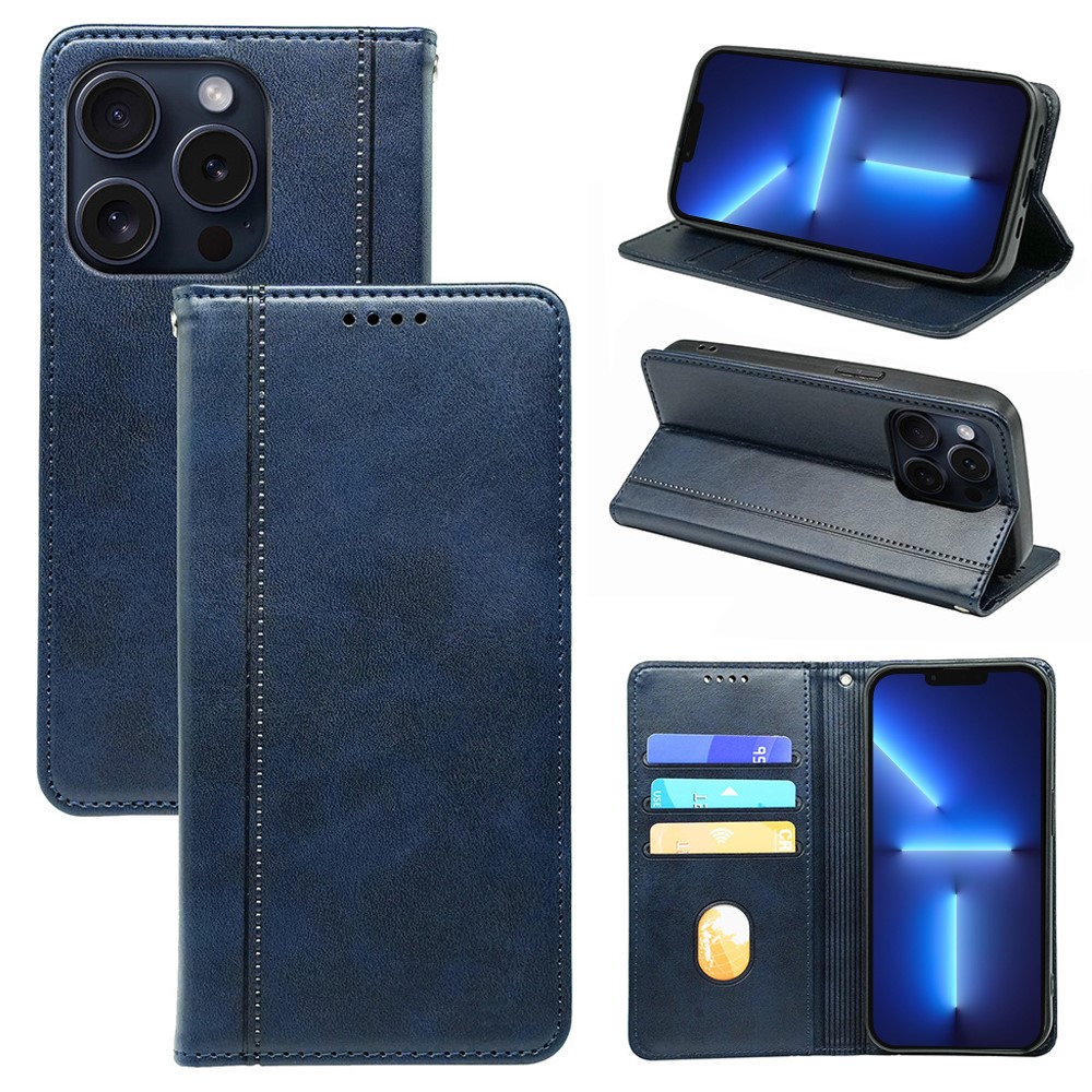 For iPhone 13 Pro Max Case Magnetic Auto Closing PU Leather Phone Cover - Blue