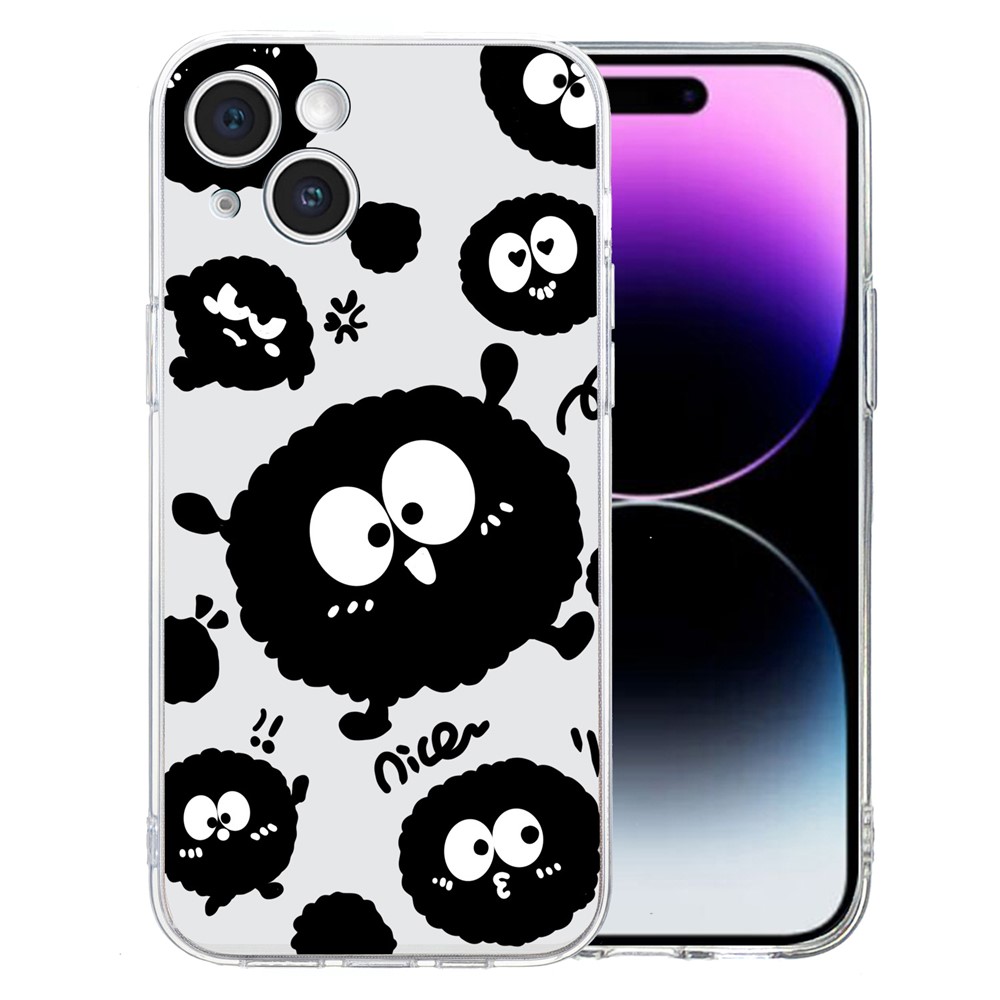 For iPhone 15 Plus Slim Case Pattern Printing Soft TPU Phone Cover - Black Briquette