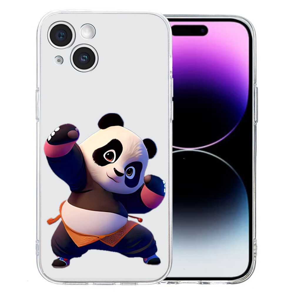 For iPhone 15 Plus Slim Case Pattern Printing Soft TPU Phone Cover - Panda