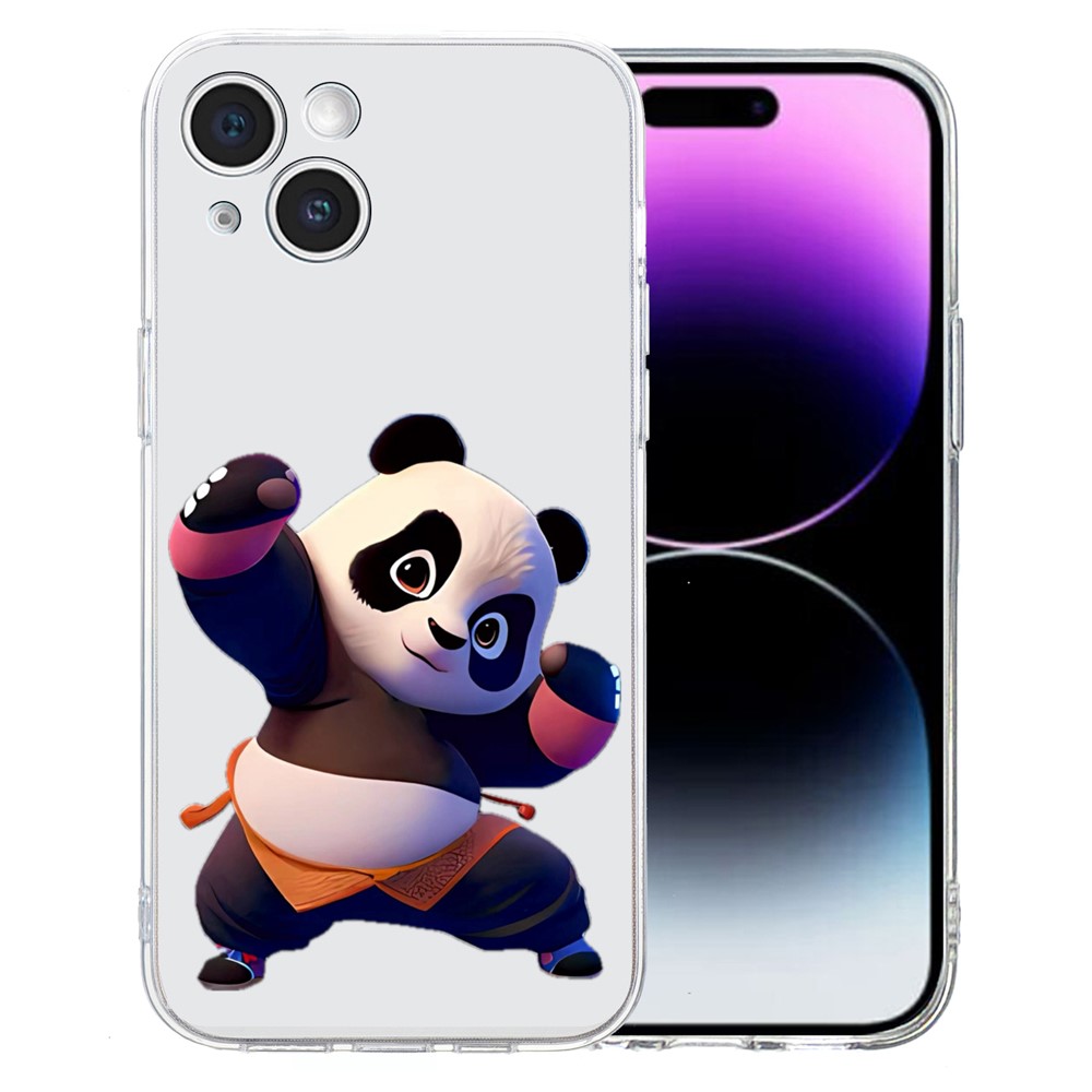 For iPhone 15 Case Soft TPU Slim Phone Cover Pattern Printing - Panda