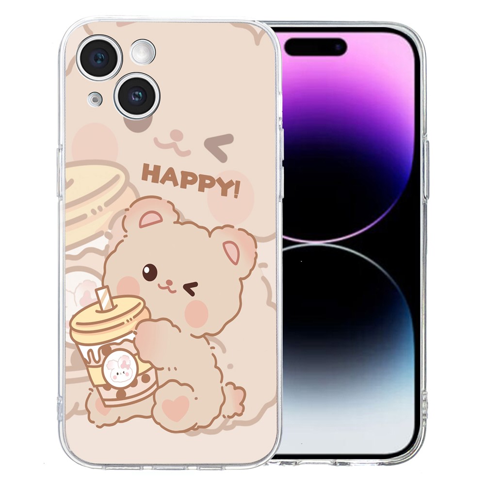 For iPhone 15 Case Soft TPU Slim Phone Cover Pattern Printing - Bear