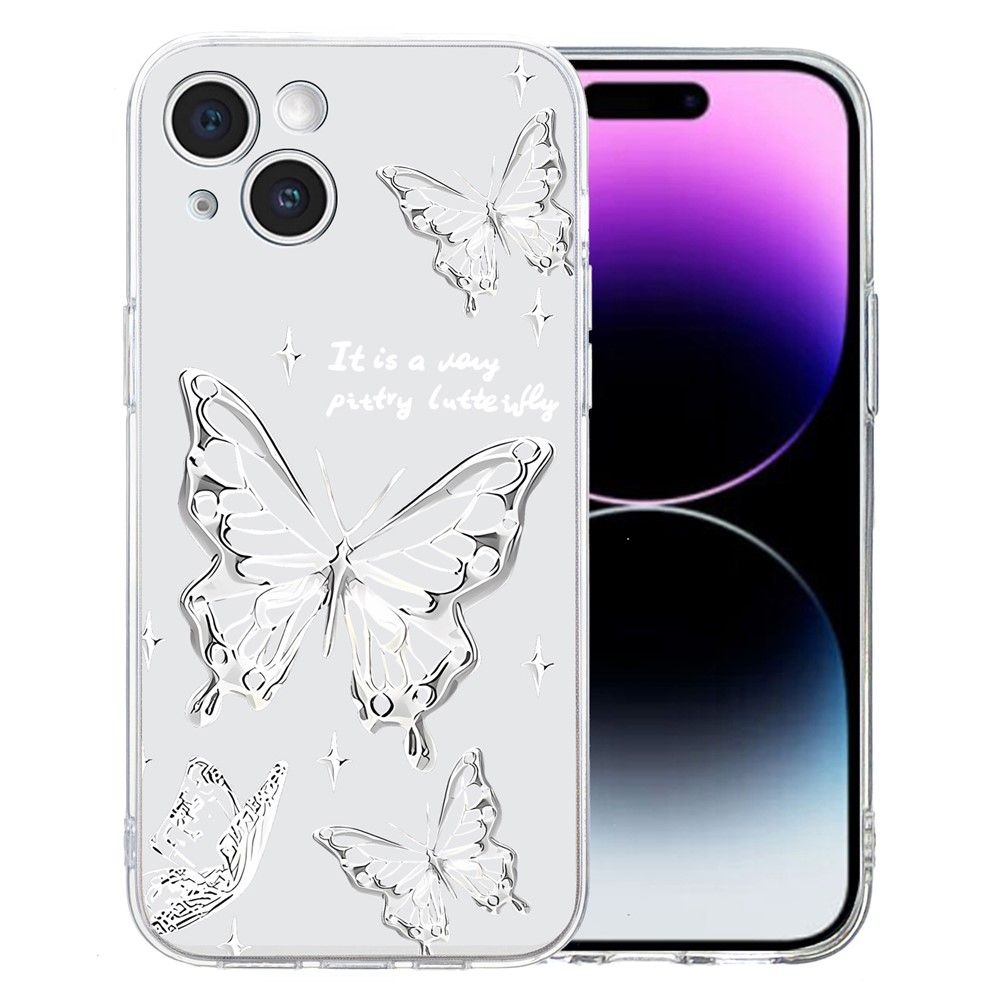 For iPhone 15 Case Soft TPU Slim Phone Cover Pattern Printing - Butterfly