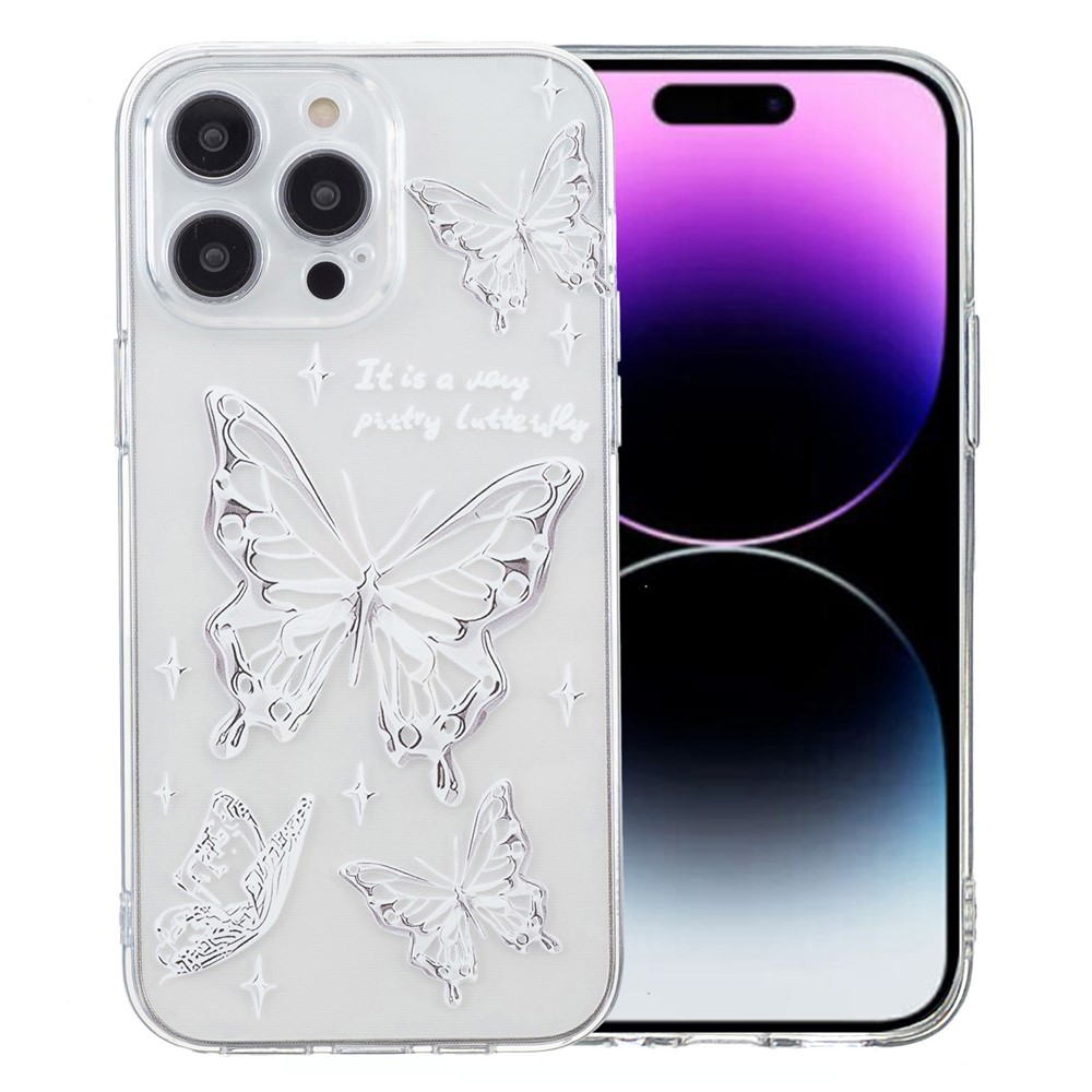 For iPhone 14 Pro Case Pattern Printing Anti-scratch TPU Phone Cover - Butterfly