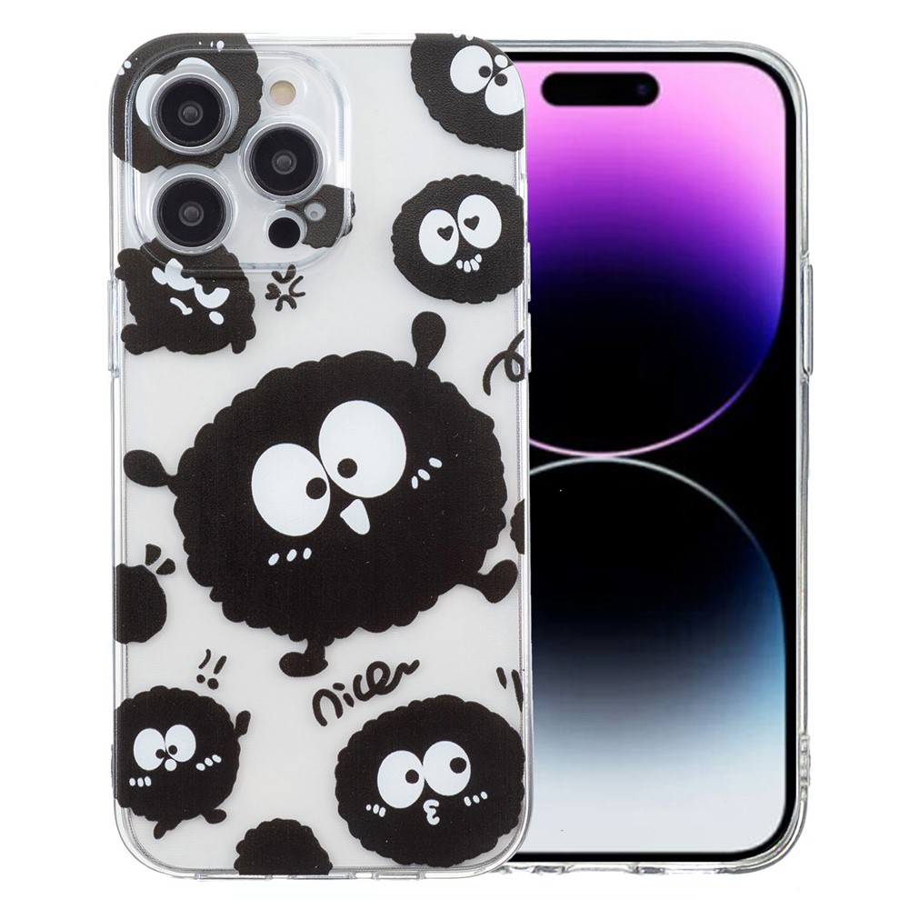 For iPhone 14 Pro Case Pattern Printing Anti-scratch TPU Phone Cover - Black Briquette