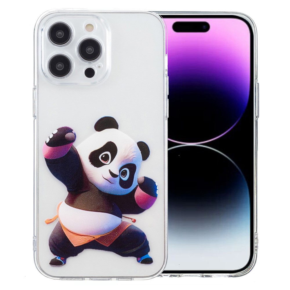 For iPhone 14 Pro Case Pattern Printing Anti-scratch TPU Phone Cover - Panda