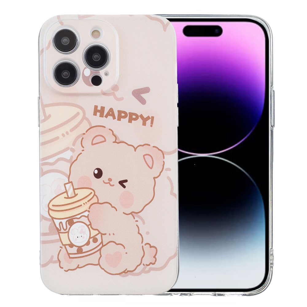 For iPhone 14 Pro Case Pattern Printing Anti-scratch TPU Phone Cover - Bear