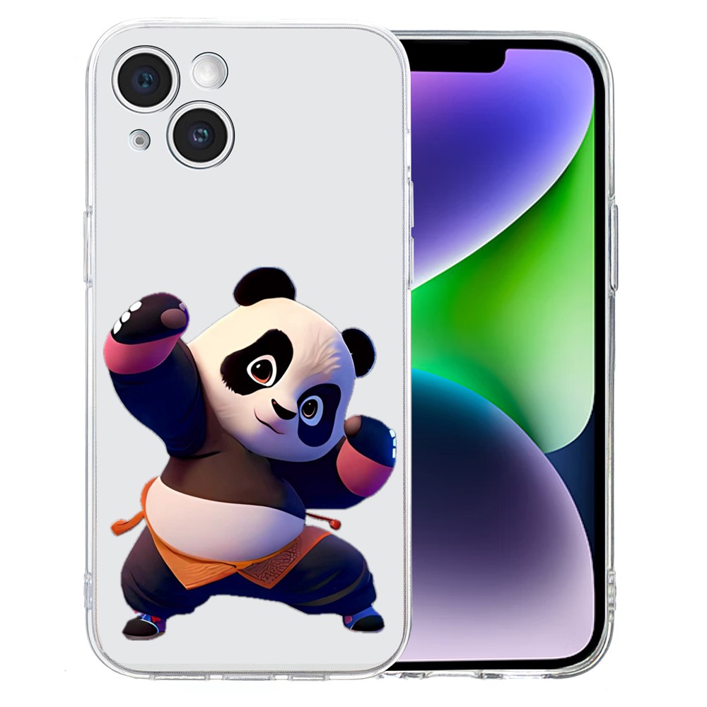 For iPhone 14 Case Pattern Printing Flexible TPU Slim Phone Cover - Panda