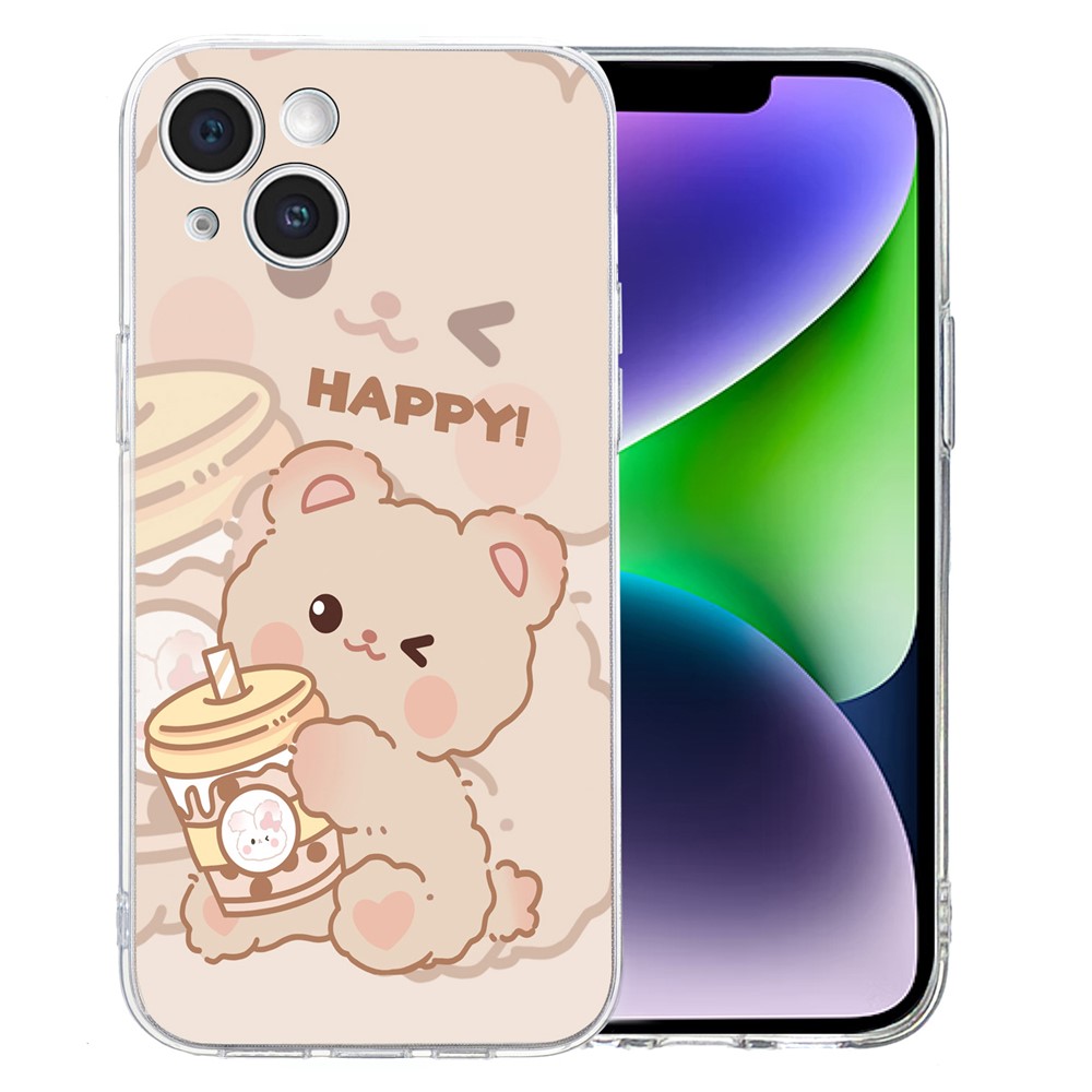 For iPhone 14 Plus TPU Phone Case Pattern Printing Back Cover Scratch Protection - Bear