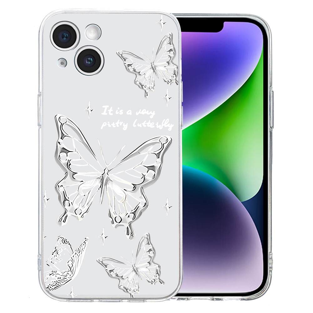 For iPhone 14 Plus TPU Phone Case Pattern Printing Back Cover Scratch Protection - Butterfly