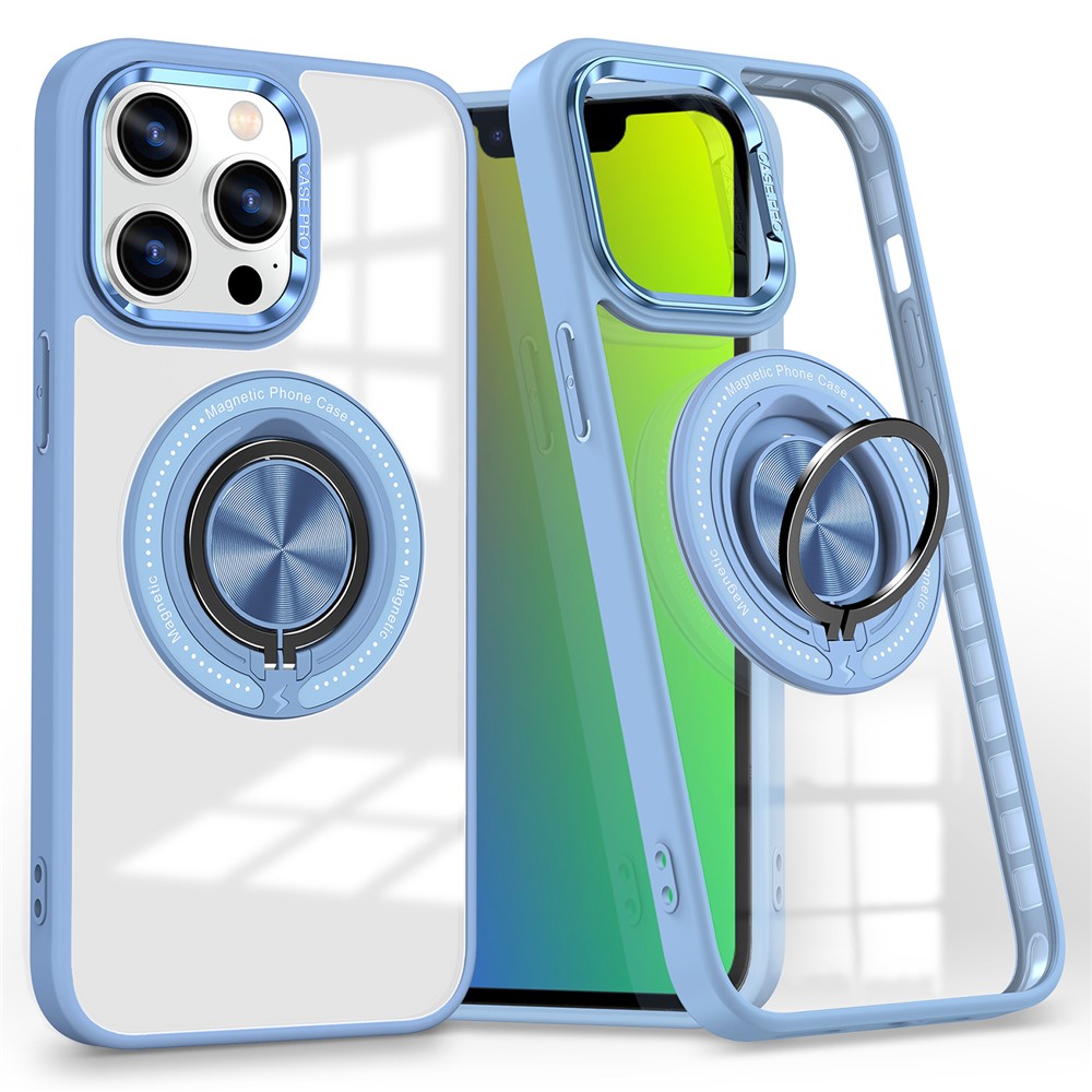 For iPhone 13 Pro Case Compatible with MagSafe Kickstand PC+TPU Hybrid Phone Cover - Baby Blue