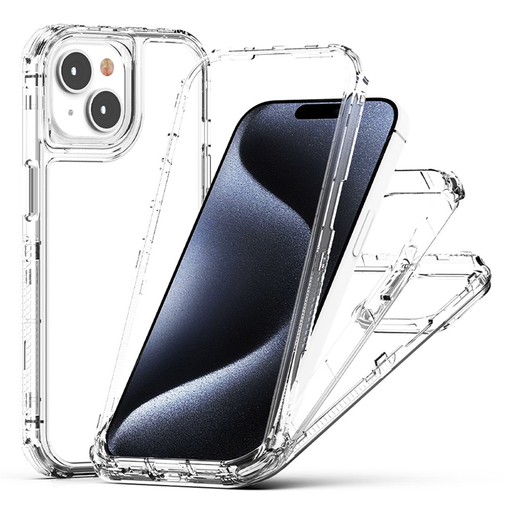 For iPhone 15 Case Hybrid Acrylic+TPU 3-in-1 Transparent Phone Cover