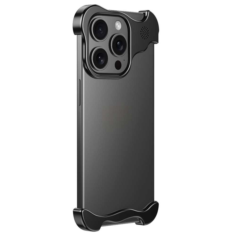 For iPhone 13 Pro Frameless Case Metal Bumper Aromatherapy Phone Cover Borderless - Black