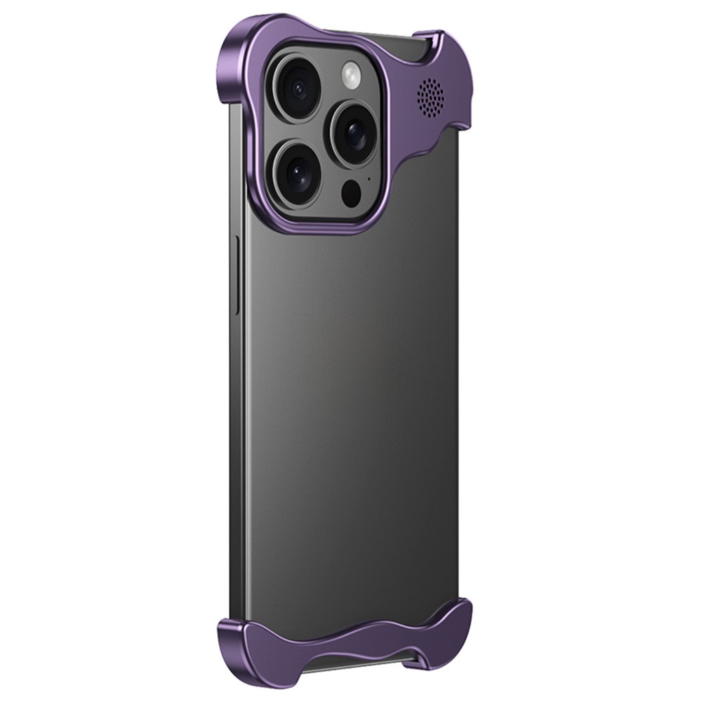 For iPhone 13 Pro Frameless Case Metal Bumper Aromatherapy Phone Cover Borderless - Purple