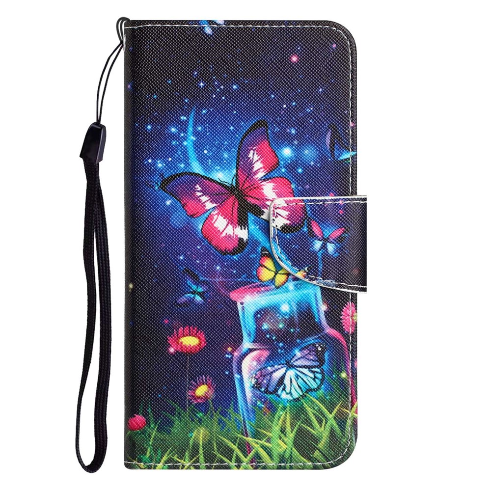 For Xiaomi Redmi Note 11 Pro 4G (MediaTek) / Note 11 Pro 5G (Qualcomm) Cross Texture Pattern Printing Leather Phone Case Stand Wallet Cover - Bottle / Butterfly-7