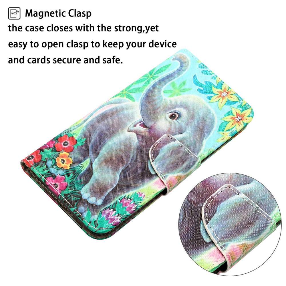 For Samsung Galaxy A12 Cross Texture Full Protection Stand Wallet Case Pattern Printing PU Leather Phone Cover - Elephant-4