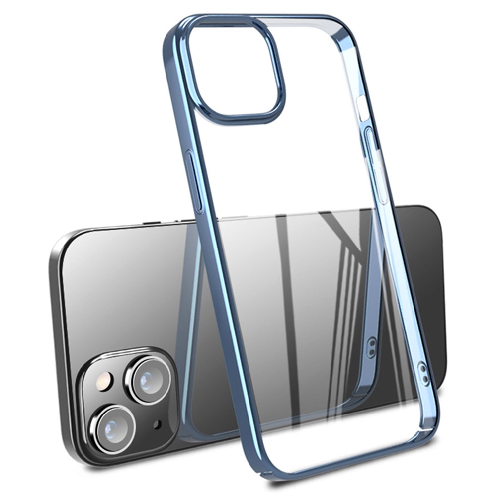 X-LEVEL For iPhone 15 Case Electroplating Frame Hard PC  Shockproof Phone Cover - Blue