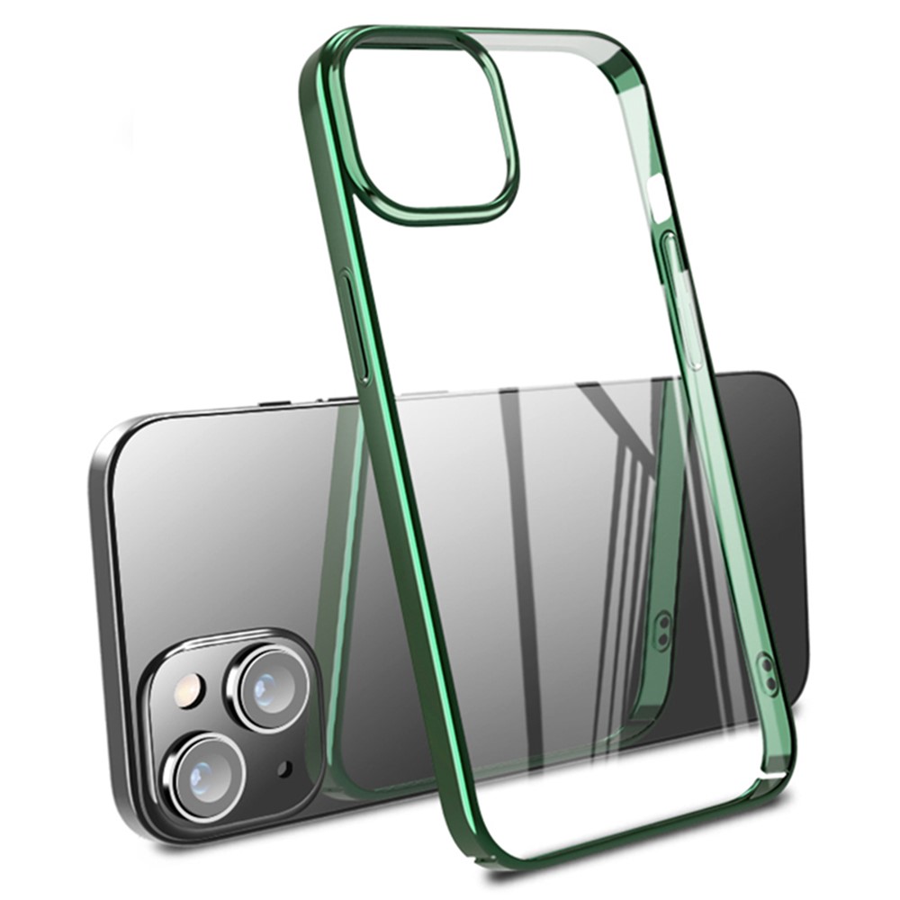 X-LEVEL For iPhone 15 Case Electroplating Frame Hard PC  Shockproof Phone Cover - Midnight Green