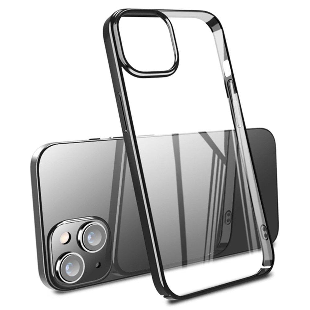 X-LEVEL For iPhone 15 Case Electroplating Frame Hard PC  Shockproof Phone Cover - Black