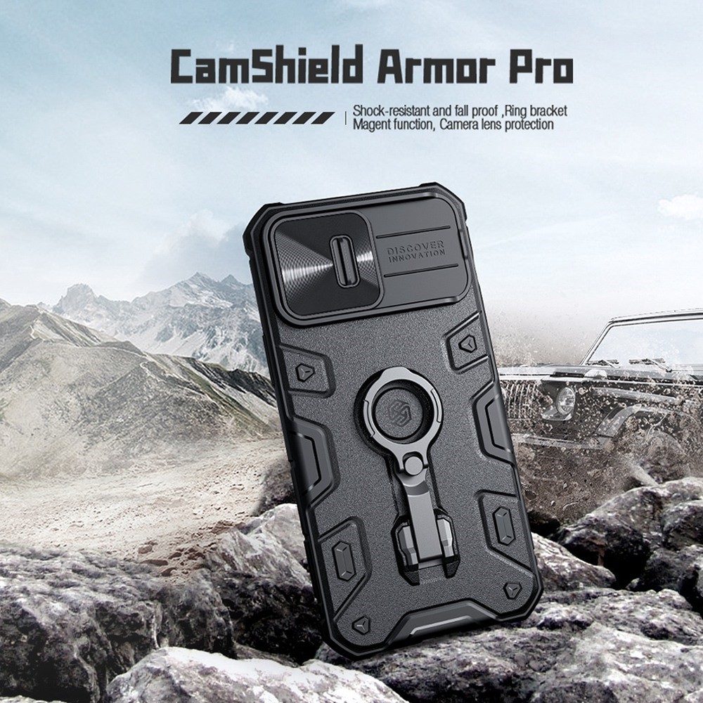 NILLKIN CamShield Armor Pro Phone Case for iPhone 14 Pro, Anti-drop Phone Cover Kickstand Compatible with MagSafe Wireless Charging - Black-3