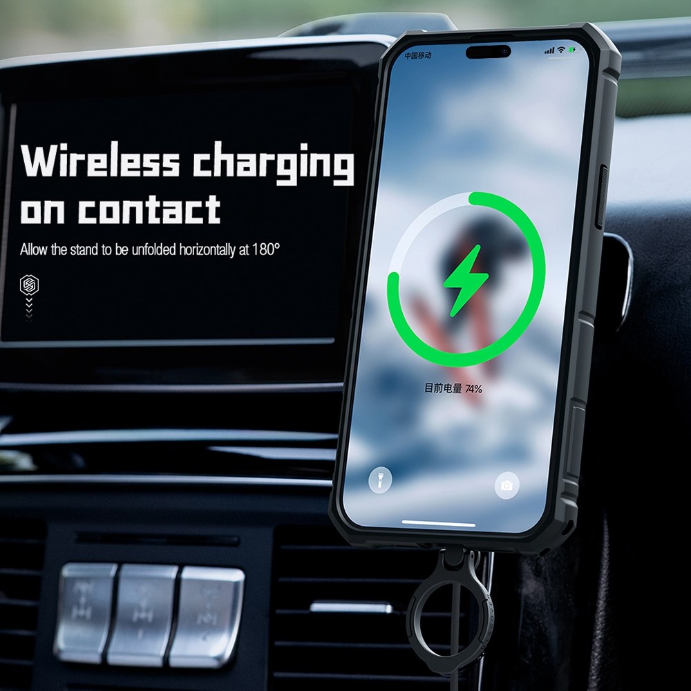 NILLKIN CamShield Armor Pro Phone Case for iPhone 14 Pro, Anti-drop Phone Cover Kickstand Compatible with MagSafe Wireless Charging - Black-6