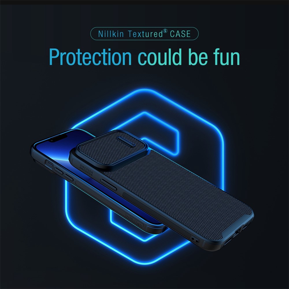 NILLKIN for iPhone 14 Pro Non-slip Back Cover Nylon Fiber Textured Hard PC + Soft TPU Phone Case with Slide Camera Cover - Black-4