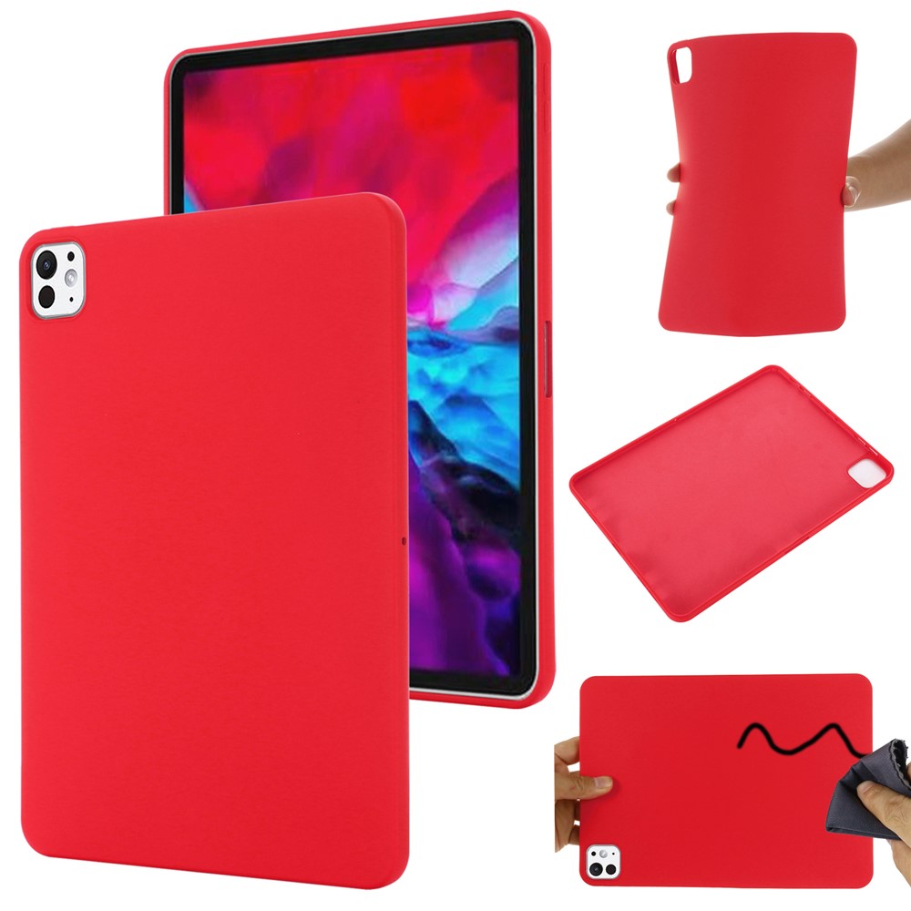 For iPad Pro 13 (2025) / 13 (2024) Case Liquid Silicone Scratch Resistant Tablet Cover - Red