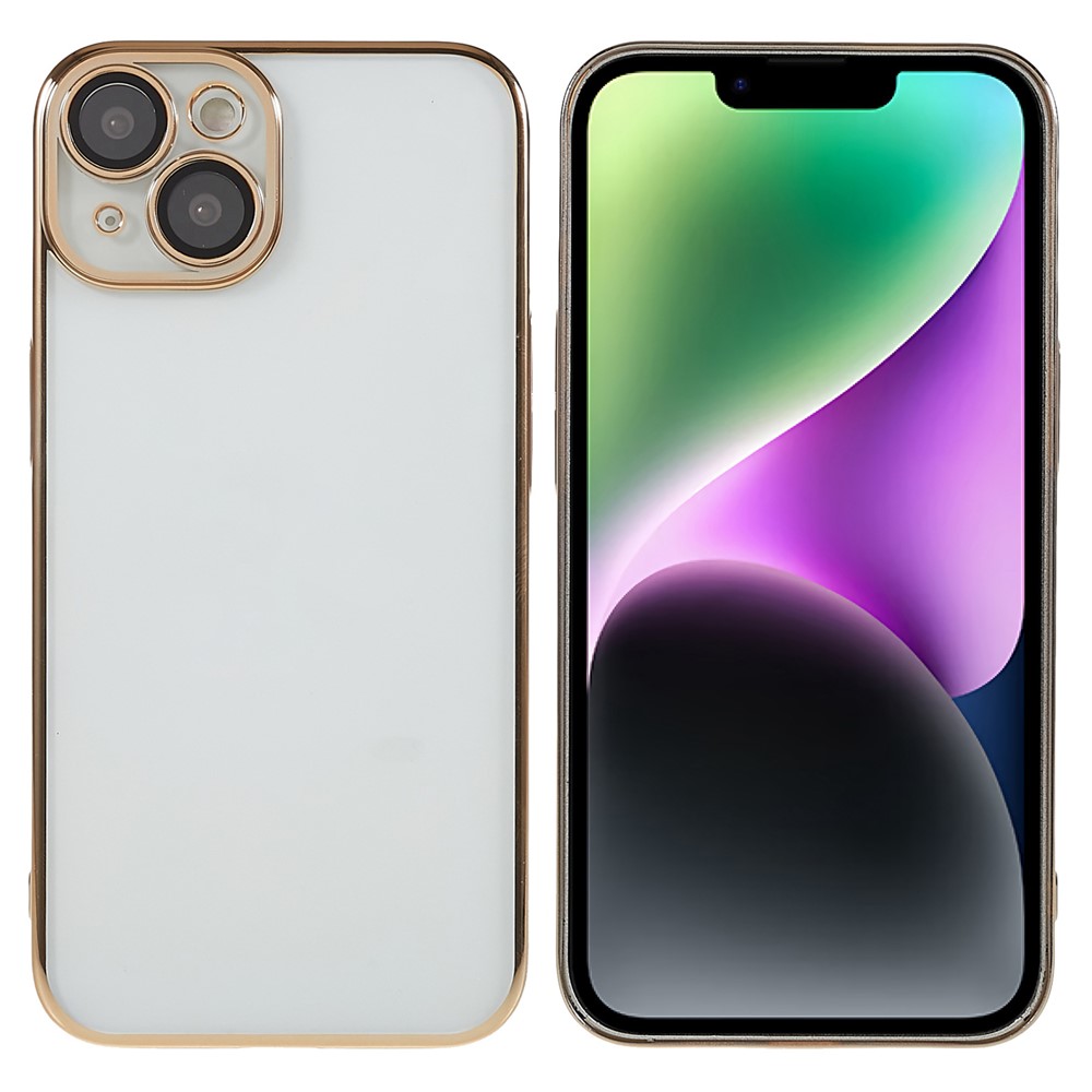 X-LEVEL TPU+PC Case for iPhone 13 Electroplating Cover Camera Lens Film Integrated Phone Case - Gold
