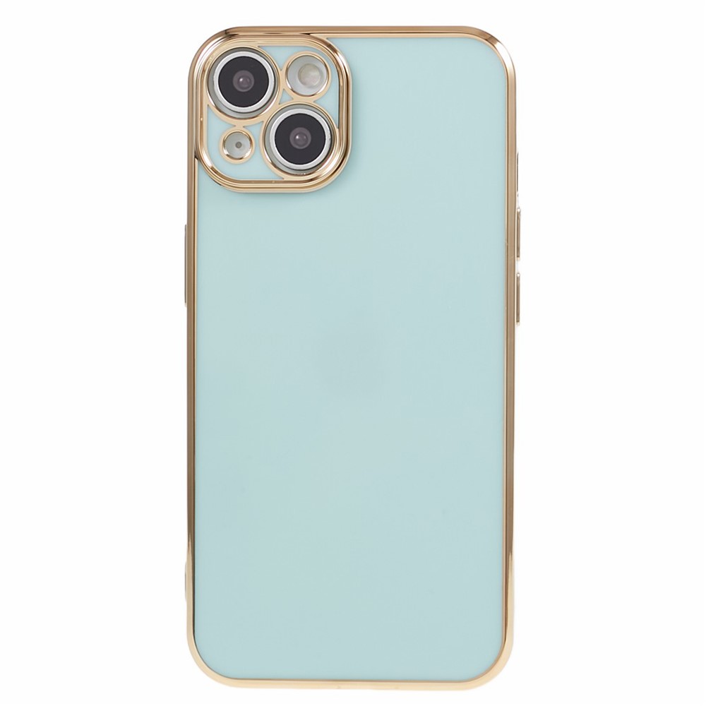 For iPhone 13 mini Case 6D Electroplating TPU Phone Cover Precise Cutouts for Camera Lens - Cyan