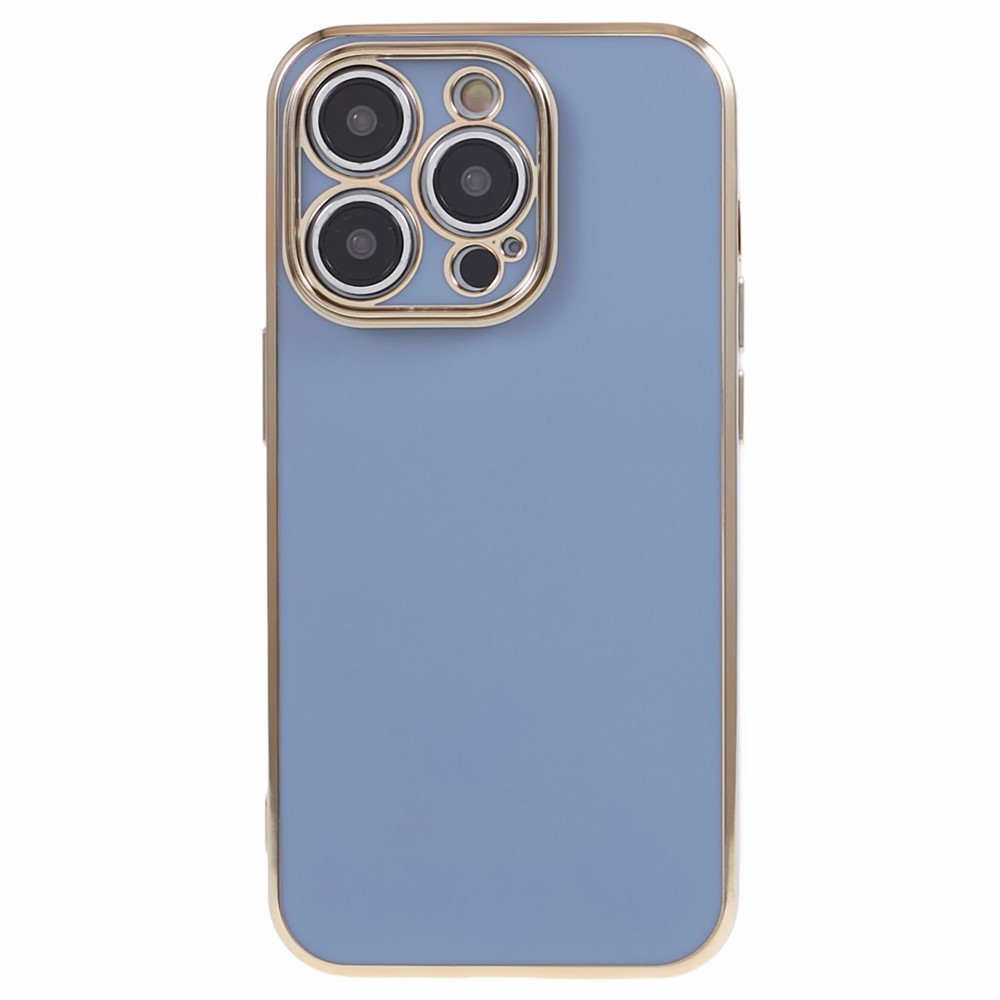 For iPhone 13 Pro Max Case Glossy 6D Electroplating TPU Protective Cover - Blue