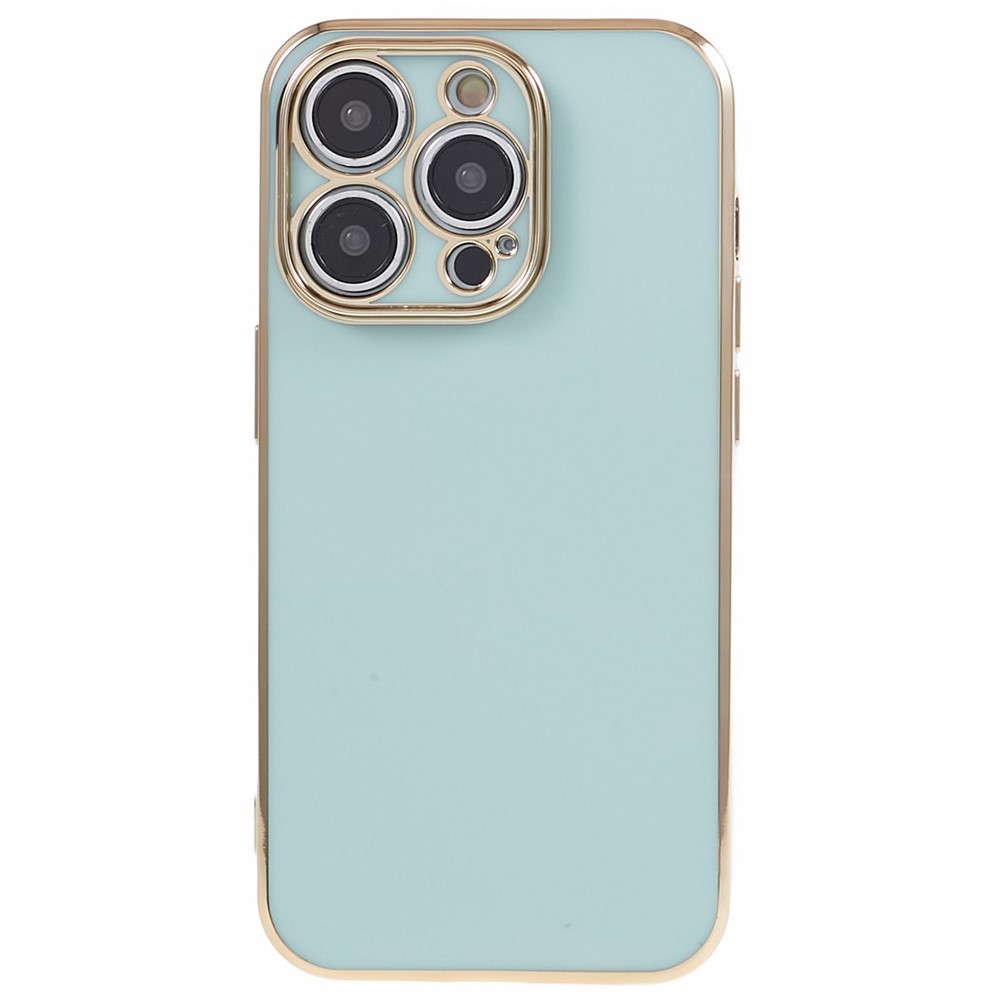 For iPhone 13 Pro Max Case Glossy 6D Electroplating TPU Protective Cover - Cyan