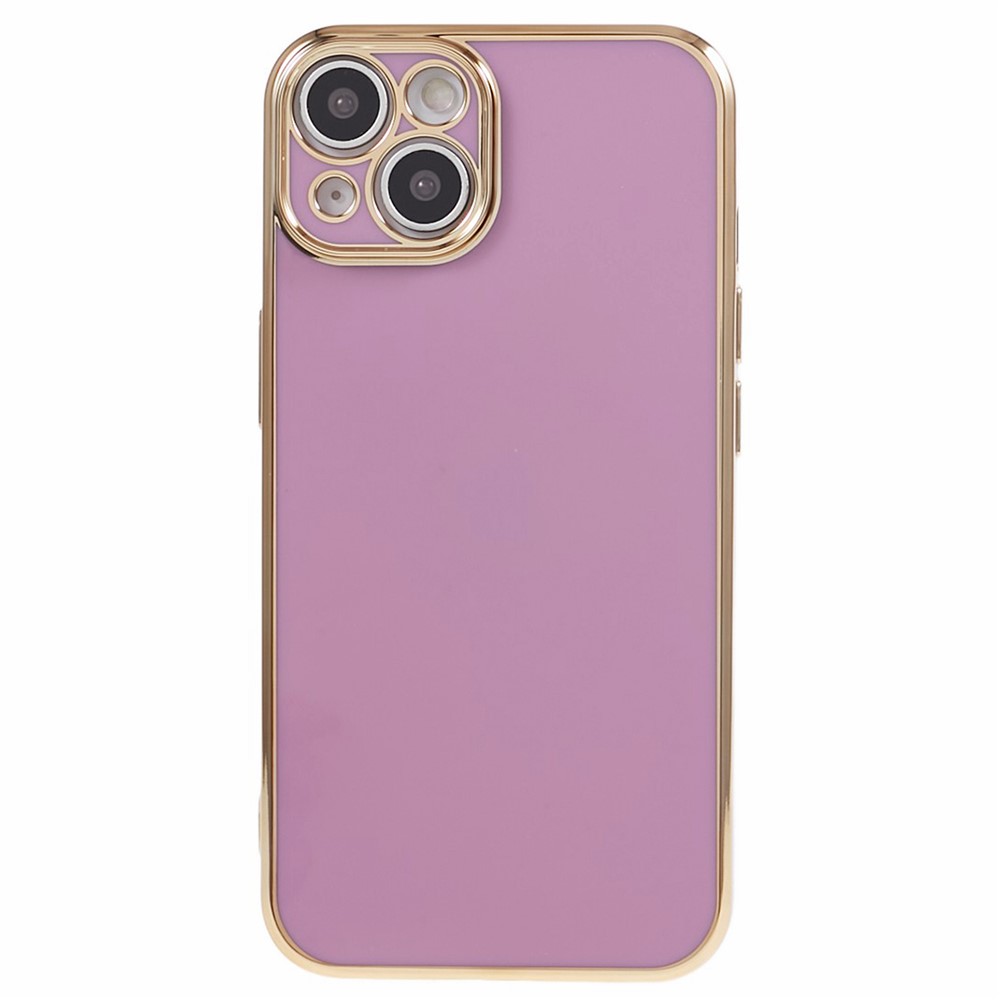 For iPhone 14 Plus Case Glossy 6D Electroplating TPU Protective Cover - Purple