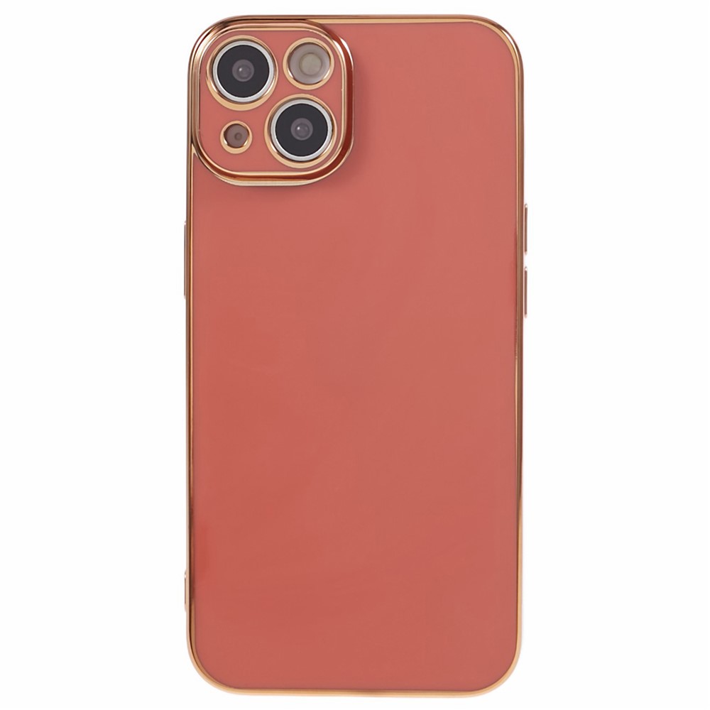 For iPhone 14 Plus Case Glossy 6D Electroplating TPU Protective Cover - Red
