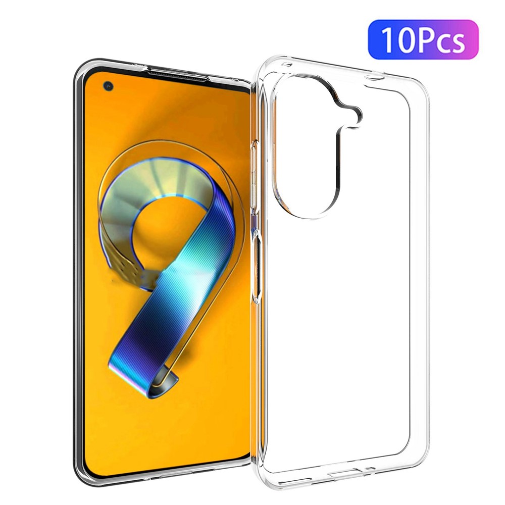 10Pcs / Pack For Asus Zenfone 9 5G Transparent TPU Phone Case Shockproof Precise Cutouts Inner Watermark-Free Phone Cover-1