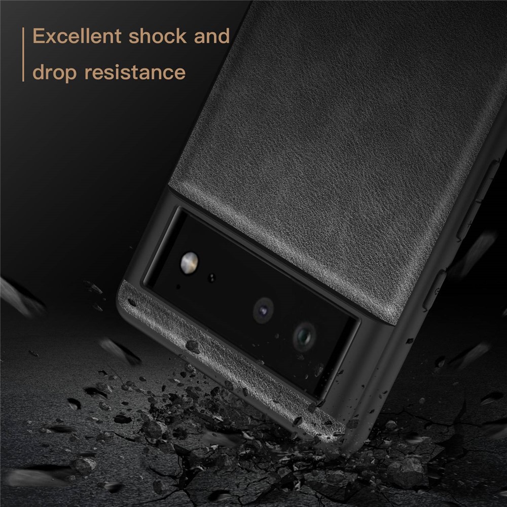 For Google Pixel 6 Shockproof Retro Phone Case Anti-fall PU Leather Coated TPU+PC Phone Cover - Blue-4