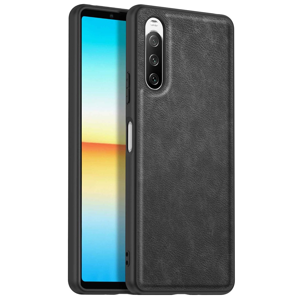 For Sony Xperia 10 IV 5G Retro Phone Case Anti-scratch TPU+PC+PU Leather Shock-absorption Phone Cover - Black-1