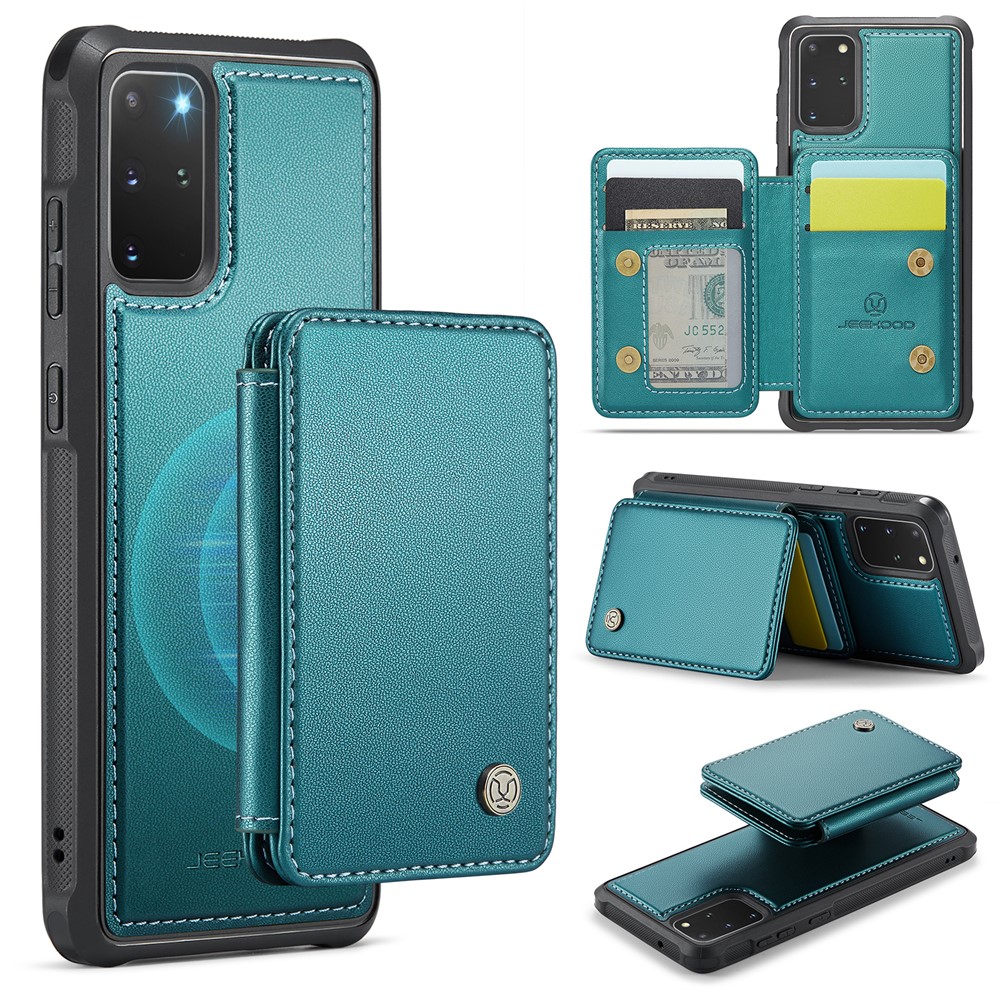 JEEHOOD J05 For Samsung Galaxy S20 Plus 5G / 4G Case Leather Mobile Cover with Detachable Magnetic Card Bag - Cyan