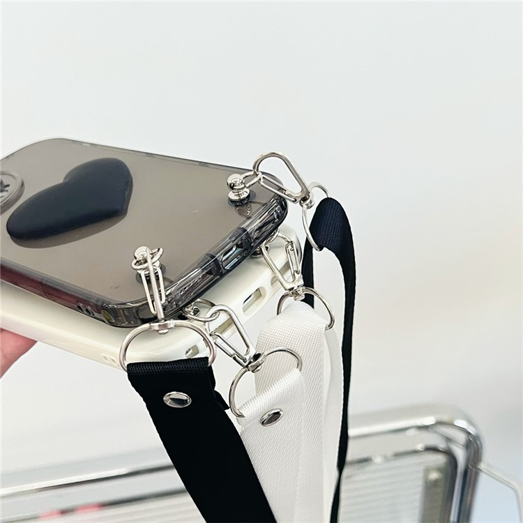 JSM For iPhone 14 Pro 3D Heart Shape Decor Anti-drop Soft TPU Case Phone Cover with Shoulder Strap - Black-4