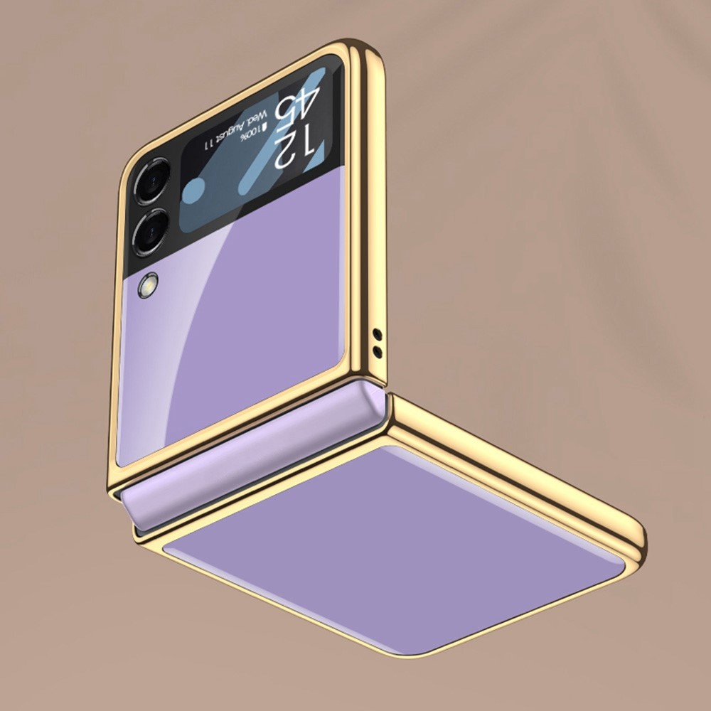GKK For Samsung Galaxy Z Flip4 5G Rear Small Screen Film Phone Case Tempered Glass + PC Electroplating Anti-drop Back Cover - Purple-6