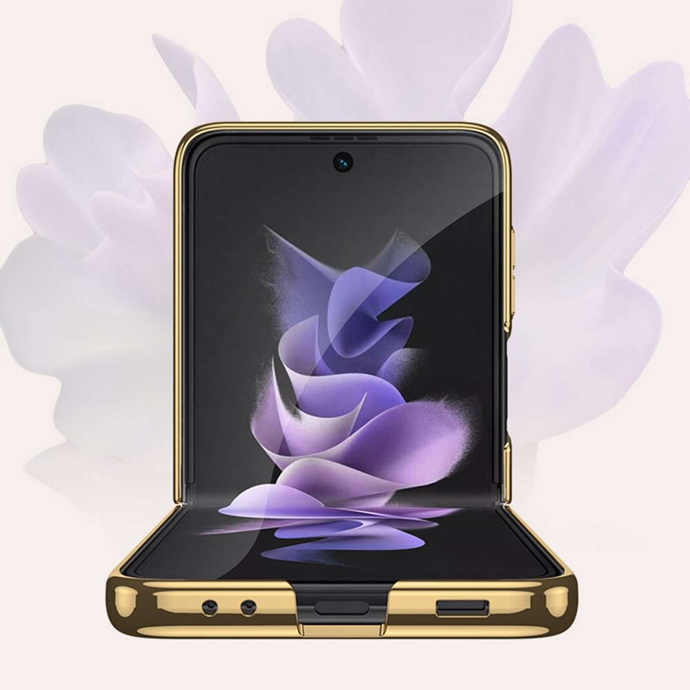 GKK For Samsung Galaxy Z Flip4 5G Rear Small Screen Film Phone Case Tempered Glass + PC Electroplating Anti-drop Back Cover - Purple-7