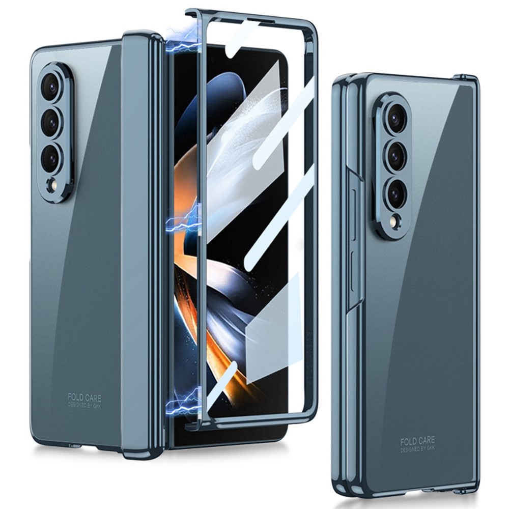 GKK For Samsung Galaxy Z Fold4 5G Magnetic Hinge PC Cover Full Protection Folding Phone Case with Tempered Glass Screen Film - Green-1