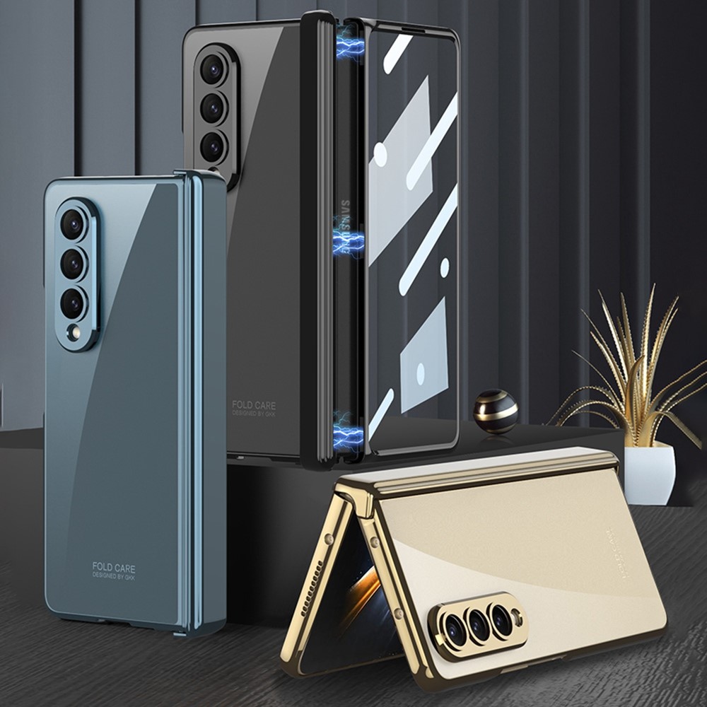 GKK For Samsung Galaxy Z Fold4 5G Magnetic Hinge PC Cover Full Protection Folding Phone Case with Tempered Glass Screen Film - Green-10