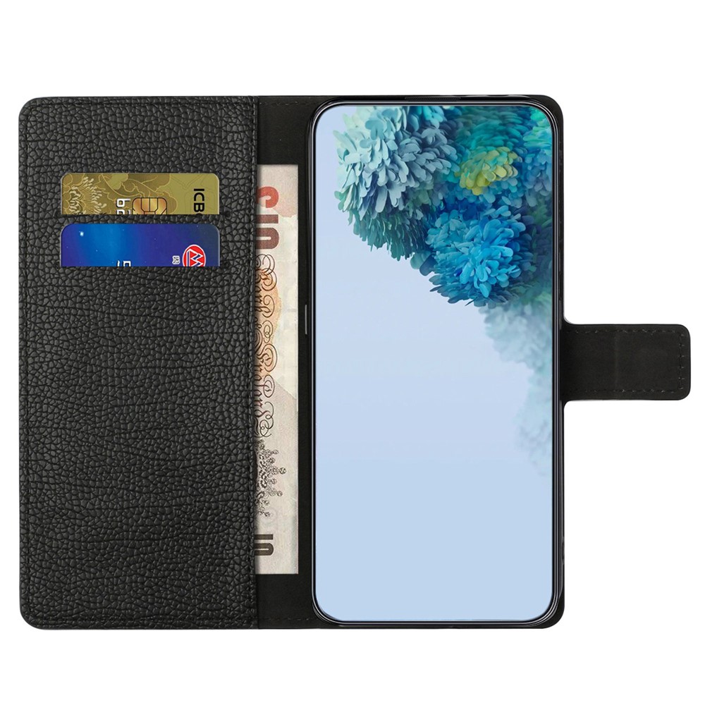 Flip Wallet Case For Samsung Galaxy A04 4G, Shockproof Litchi Texture PU Leather Phone Cover Stand - Black-2
