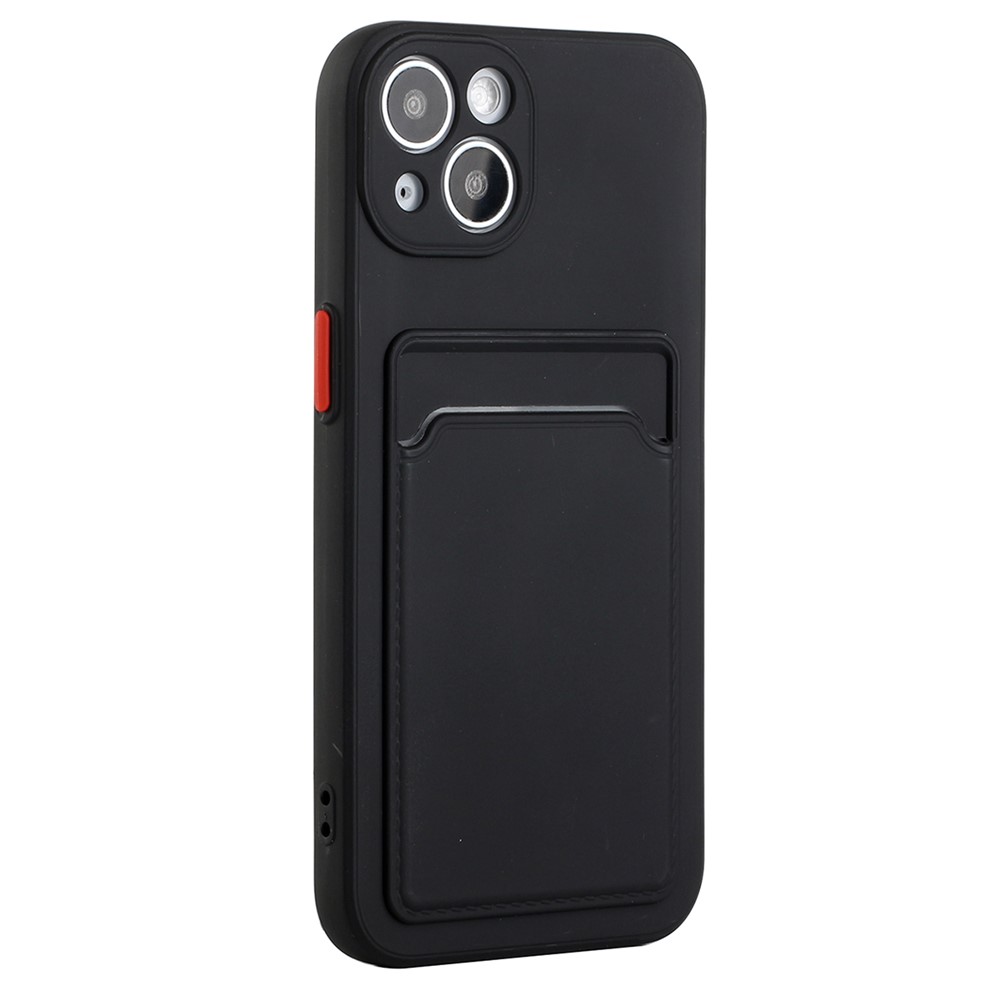 For iPhone 14 TPU Case Flexible Phone Cover with Back Card Slot - Black