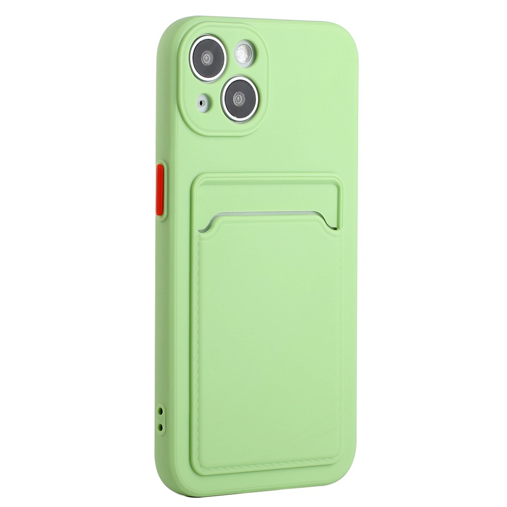 For iPhone 14 TPU Case Flexible Phone Cover with Back Card Slot - Matcha Green