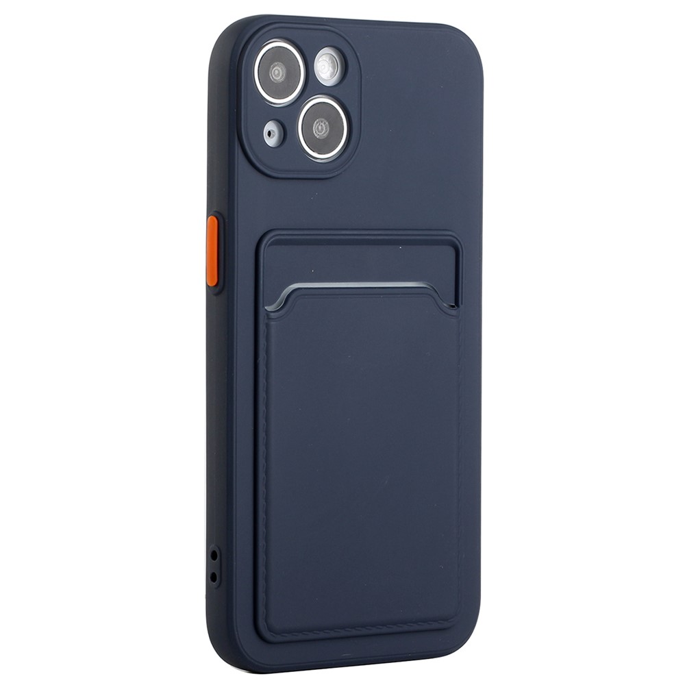 For iPhone 14 TPU Case Flexible Phone Cover with Back Card Slot - Navy Blue