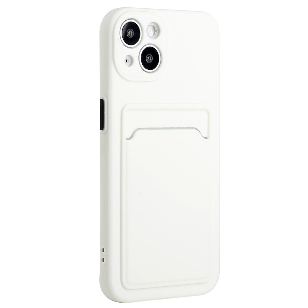 For iPhone 14 TPU Case Flexible Phone Cover with Back Card Slot - White