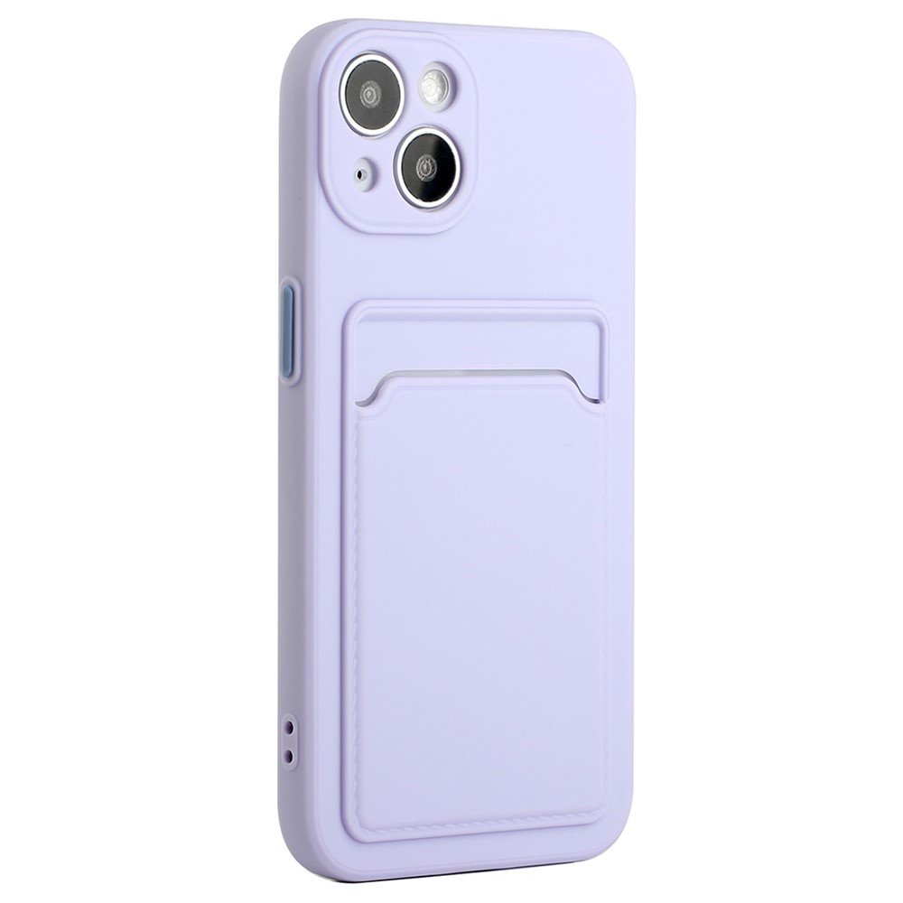 For iPhone 14 TPU Case Flexible Phone Cover with Back Card Slot - Purple
