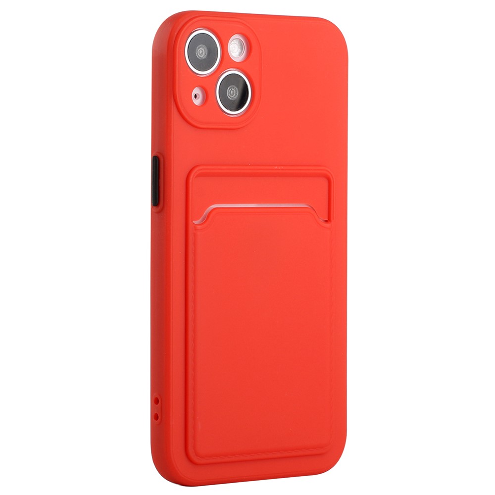 For iPhone 14 TPU Case Flexible Phone Cover with Back Card Slot - Red